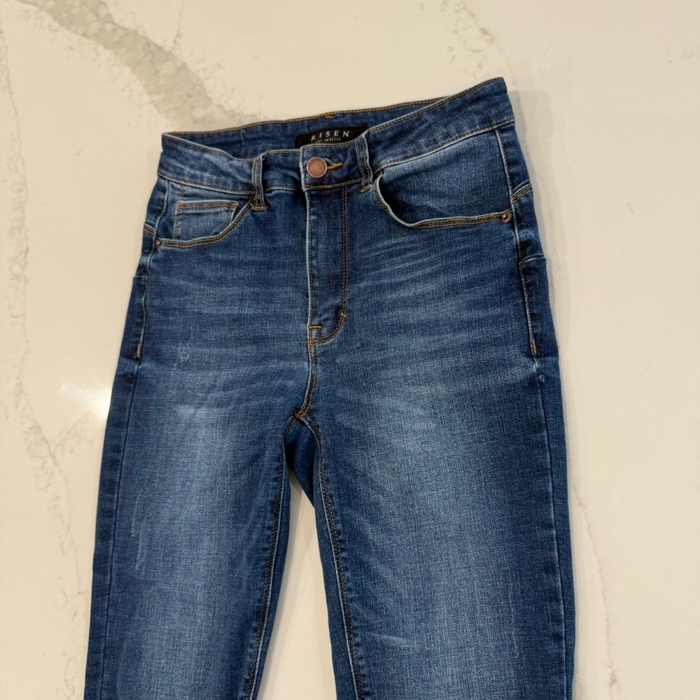 Risen Curvy Yoke Hip Up Skinny Denim Jeans Women’s 27 Dark Blue Wash Mid Rise - Picture 3 of 8
